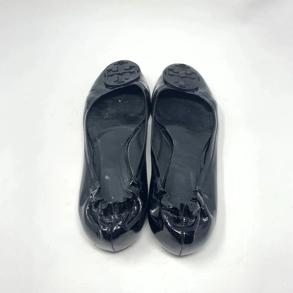 Tory Burch‎ Reva Classic Patent Leather Ballet Flats Black Size US 7.5